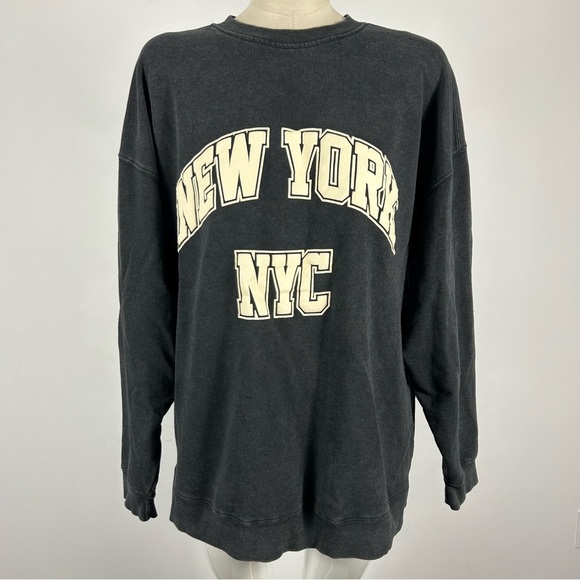 Y2K Oversize Black New York NYC Women’s Sweater Size L - Picture 1 of 10